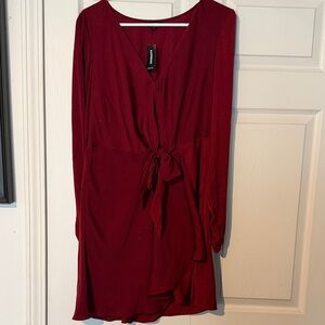 Express Burgundy Long Sleeve Dress